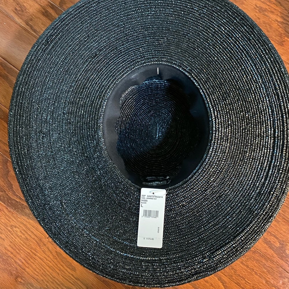 Chanel 2020 straw wide brim hat black NWT - Picture 4 of 13
